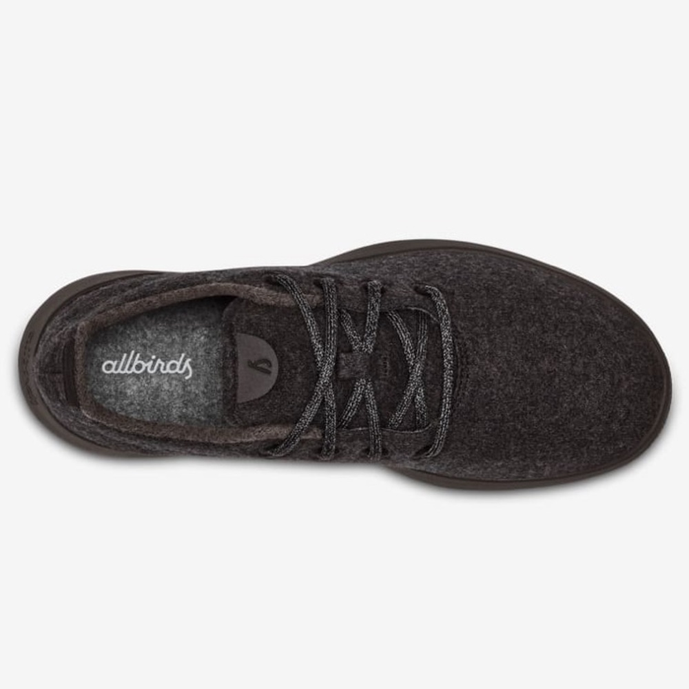 Men’s Allbirds Wool Runner Lace Up Sneakers Black - Picture 9 of 12